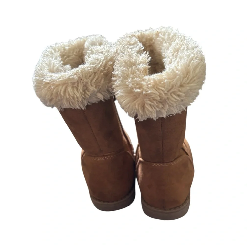 Cat & Jack Faux Suede Fur Lined Boots Sz 5 Toddler Girl Side Zip